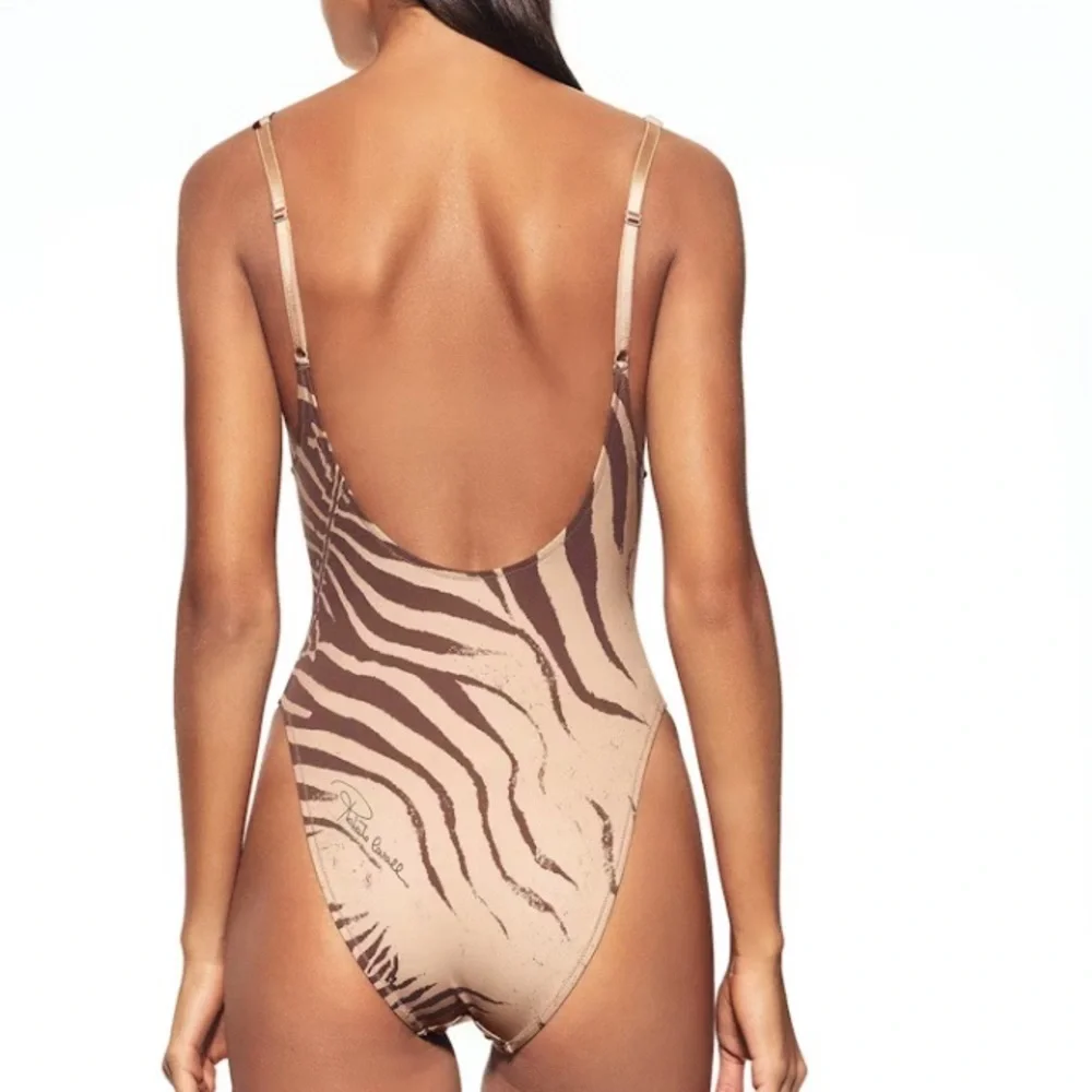Skims X Roberto Cavalli Scoop Neck One Piece Zebra Print NWB NWT L
